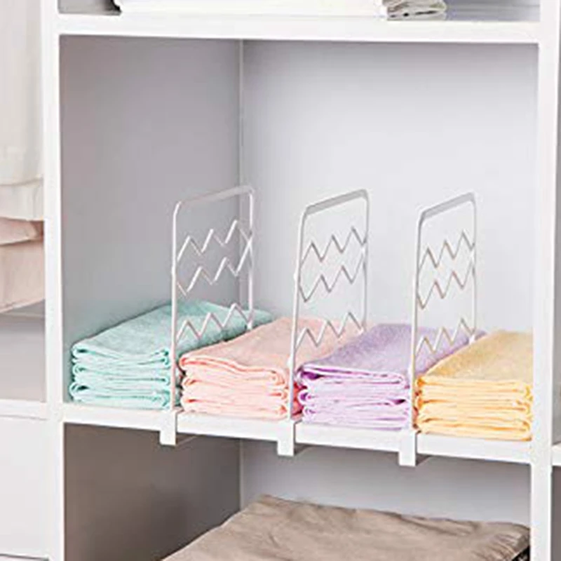 

Closet Shelf Divider and Separators for Wood Shelves, Kitchen Cabinets, and Libraries, Closet Clothes Organizer Dividers - 8 Pac