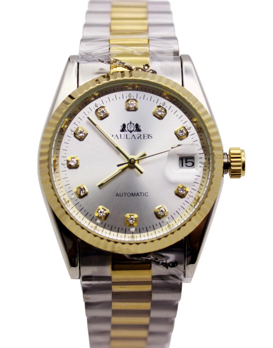 

Luxury Brand New Men Automatic Mechanical Stainless Steel Datejust Silver Gold Black Diamonds Dial Casual Watch Wristwatch 36mm