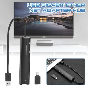 

USB 3.1 to 10/100/1000 Gigabit Ethernet Controller Internet Adapter 3-Port Hub USB Support to Type-C Adapter