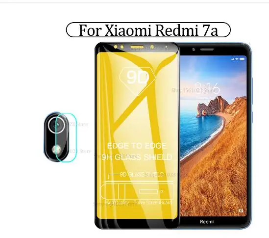 2 шт 2 в 1 9D Защитное стекло для xiaomi redmi 7A полное покрытие протектор экрана закаленное стекло для xiaomi redmi 7A
