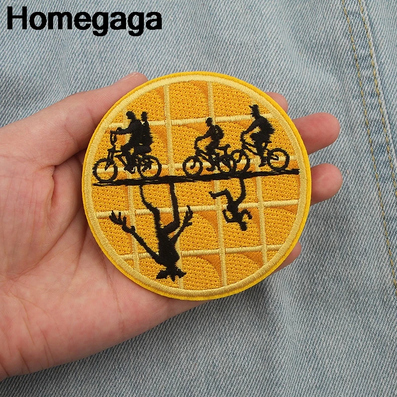 Homegaga странные вещи Круглый Мультфильм железа на заплатках Одежда diy эмблемы с вышивкой аппликация Patchworks наклейки D2258