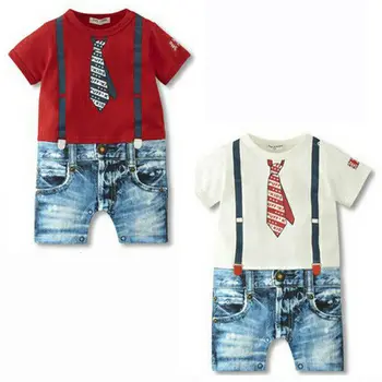 

Infant Kids Baby Boy Jumpsuit Outfit Shorts Casual Tie Clothes Set