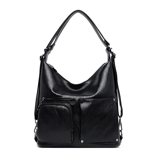Black Женский рюкзак Sac A Dos Mochila, элегантный дизайн, женский кожаный рюкзак, школьные сумки для девочек-подростков, многофункциональная дорожная сумка, рюкзаки - Цвет: Black