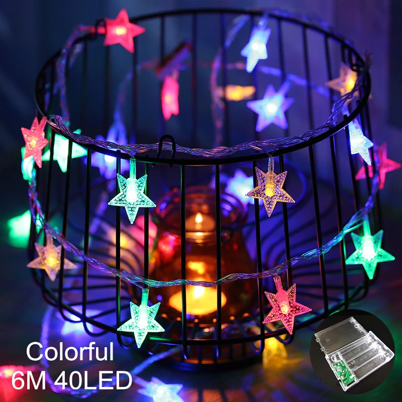 Christmas Decor for Home Elk Bell String Light LED Hanging Garland Christmas Tree Decor Ornament Navidad Xmas New Year Gift - Color: 062-Colorful