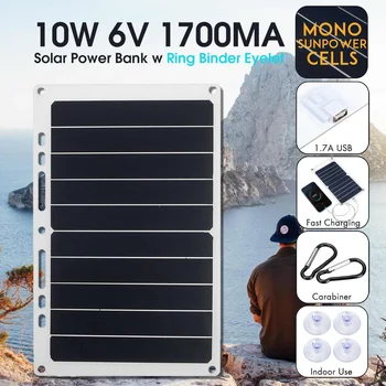 

10W 6V 1.7A Solar Panel Portable USB Solar Power Bank High Efficient Sunpower Cells With Ring Binder Eyelet