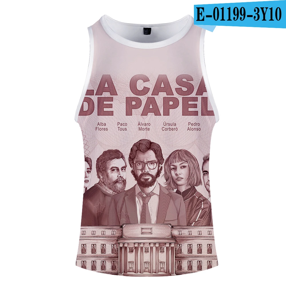 6 Наживка денег дом бумаги La Casa De Papel 3d Бодибилдинг майка на бретельках Мужская и женская одежда фитнес Homme 3D жилет 4XL - Цвет: 6