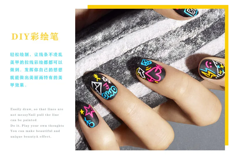 Manicure Fluoresent Marker Goldfish Gradient Barrel Polka Dot Bracing Wire Manicure Pen Coloured Drawing Line Drawing Pen Manicu