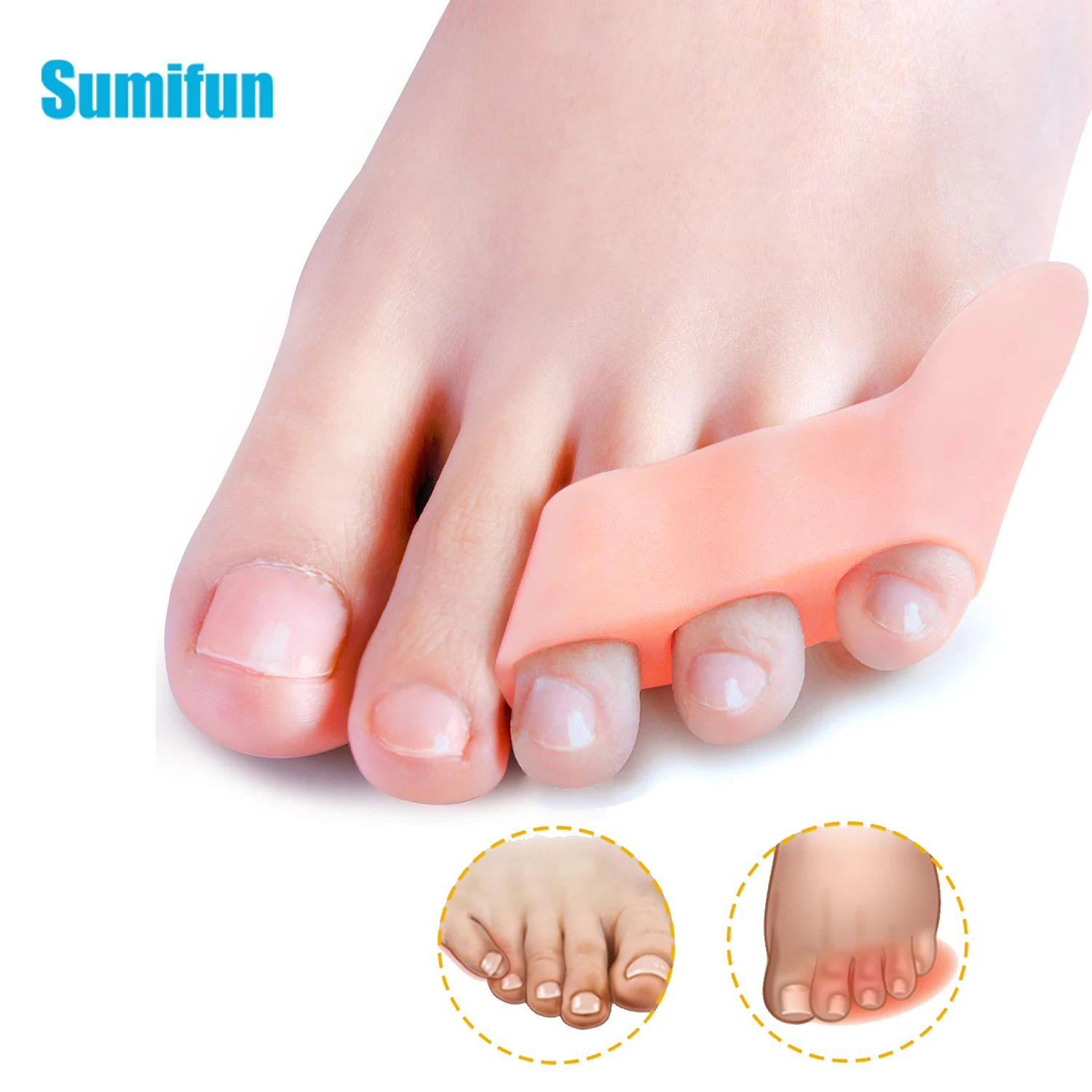 

2pcs Silicone Soft Toe Separator Protectors Overlapping Toe Bunion Corrector Orthopedic Feet Pain Relief Foot Care Product C1552