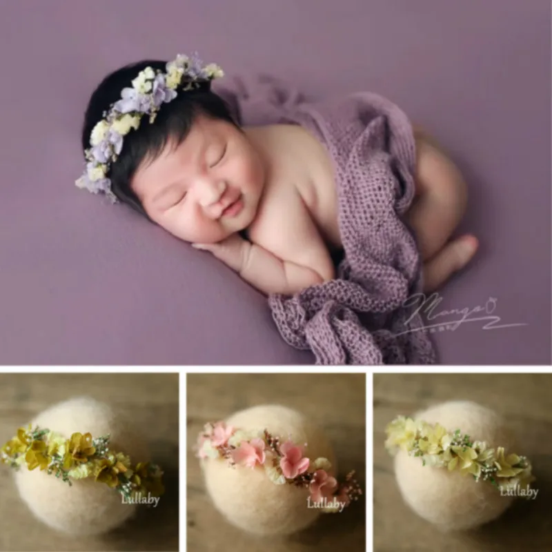 Baby Headband Dried Flower Baby Hairband Newborn Photography Props Infant Shoot Accessories Floral Baby Headwear Sweet Headdress