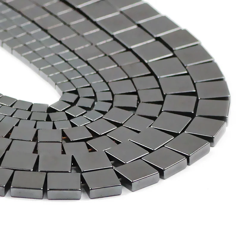 ZHBES 4/6/8MM Natural Black Stone Flat Square Hematite Spacer Rectangle Loose Beads For Jewelry Making DIY Bracelet Findings | Украшения и