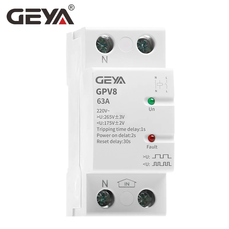 Устройство для защиты от автоматического напряжения GEYA GPV8 Din рейка 220 В