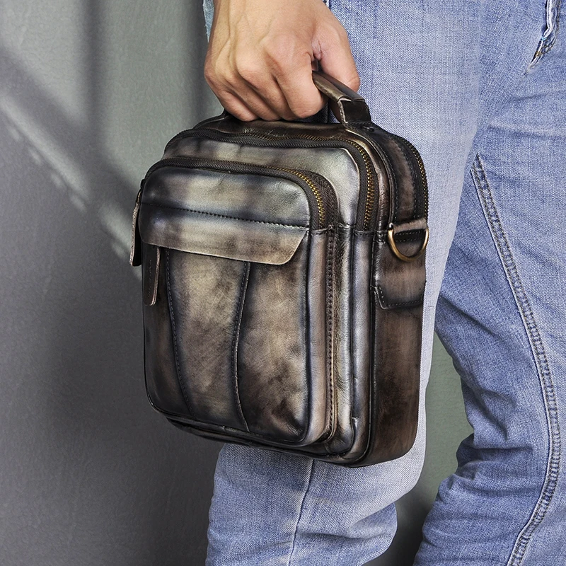 Оригинальная кожаная мужская модная повседневная сумка-мессенджер Mochila дизайнерская сумка через плечо сумка для планшета для мужчин 149 - Цвет: dark coffee