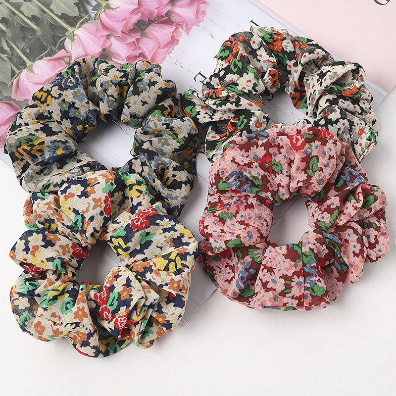 

Floral Cherry Women's Chiffon Scrunchies Hair Ties For Girls Cute Sweet Elastic Hair Bands Ponytail Hair Accessories Headwear