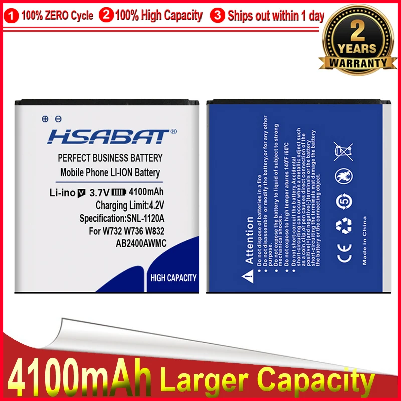 Аккумулятор HSABAT 4100 мАч для Philips W736 W832 W732 D833 W737 W9588 W6500|battery for|batteries batteriesbattery replacement |