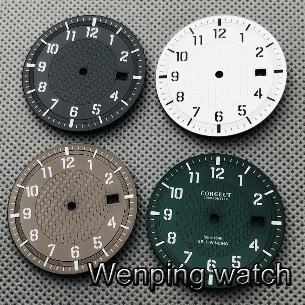 Neue 34mm Grün/Kaffee/Schwarz Weiß Sterile Zifferblatt Grün Leuchtende Fit NH35 NH36 Bewegung Uhr Zubehör teile – Detail 1