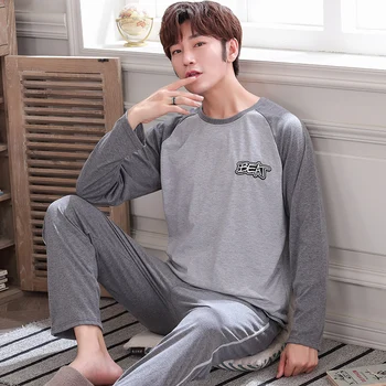 

Men's pajamas spring and autumn cotton long sleeve cartoon youth autumn and winter all cotton home clothes student winter suit