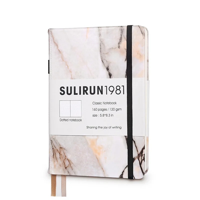 

Dotted Hard Cover Bullet Journal Notebook A5 Elastic Band Dot Grid Journal Marble With Pen Loop Travel Planner Diary
