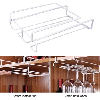 

Wine Glass Rack Hanging Wine Cup Holder Bar Goblet Stemware Storage Racks Shelf Hanger Iron Kitchen Accessories Organizer