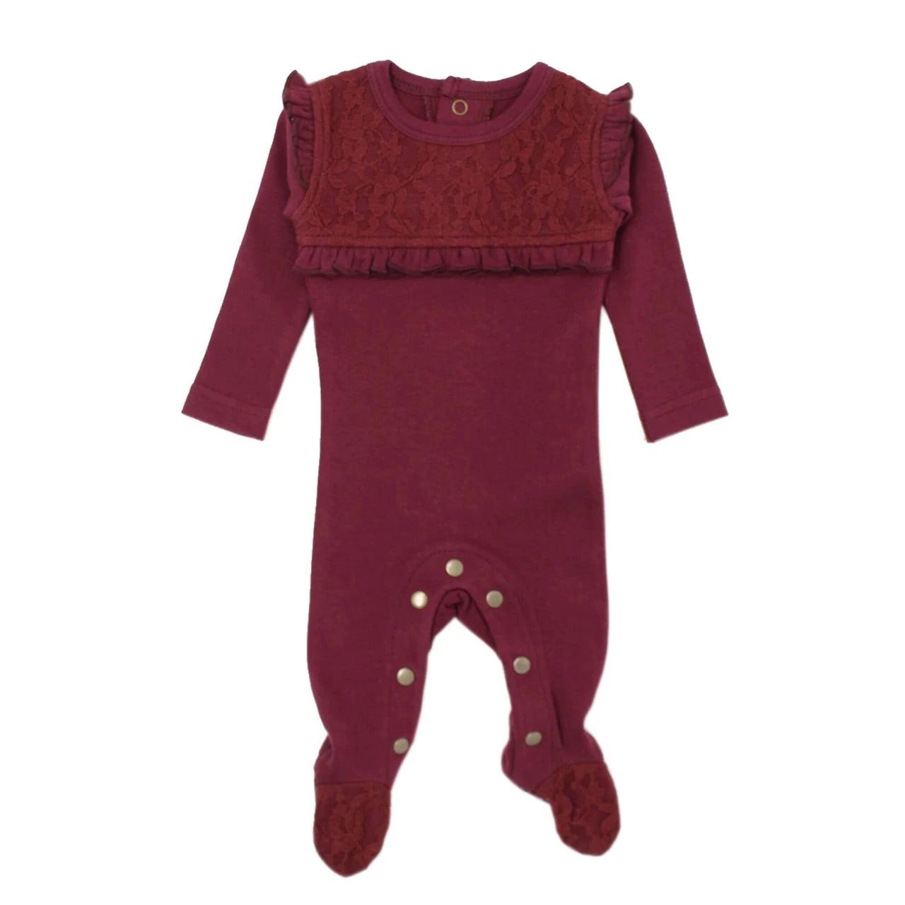 Зимняя одежда для новорожденных мальчиков и девочек, комбинезон с длинными рукавами и кружевными оборками, комбинезон, Размеры 0-18 месяцев - Цвет: Красный