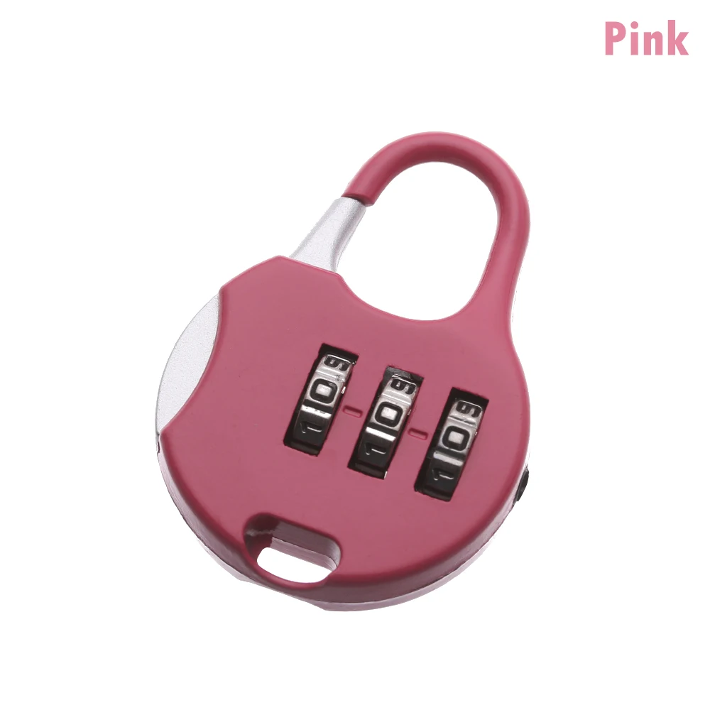 pink 1 шт., мини безопасный замок для путешествий, 3 набора цифр, код, пароль, комбинация, навесной замок для багажа, замок для спортзала - Цвет: pink