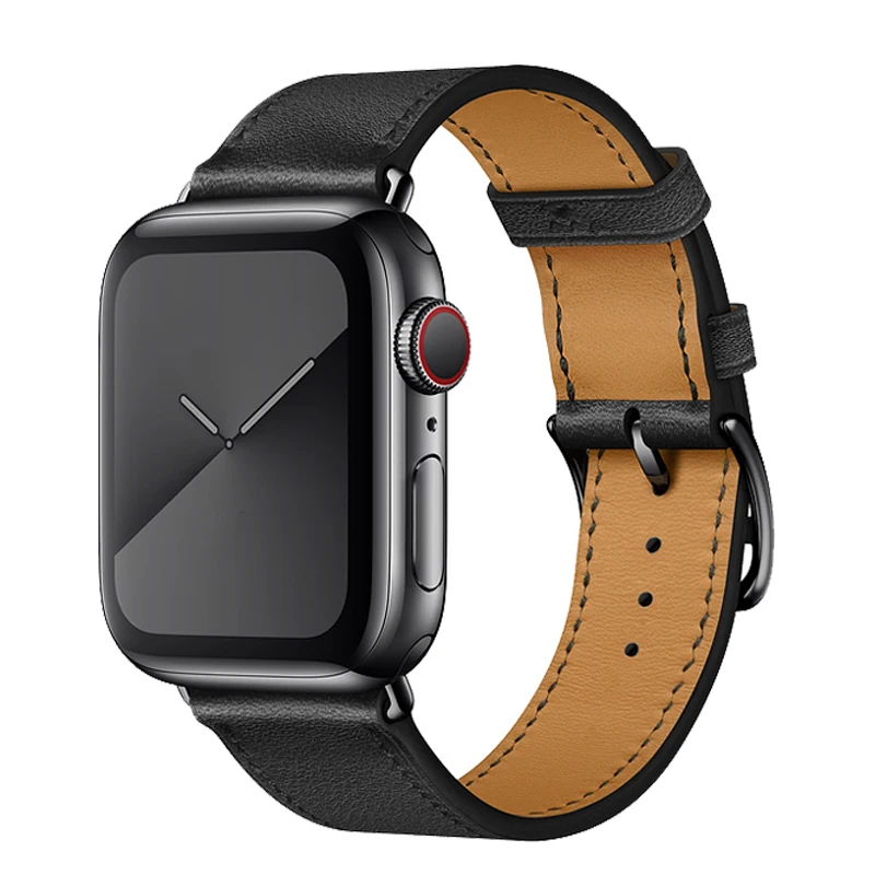 Cena Najnowszy pasek ze skóry naturalnej do zegarka Apple Watch Series 5 4 40mm 44mm zegarek bransoletka Watchband do zegarka Apple Series 3 2