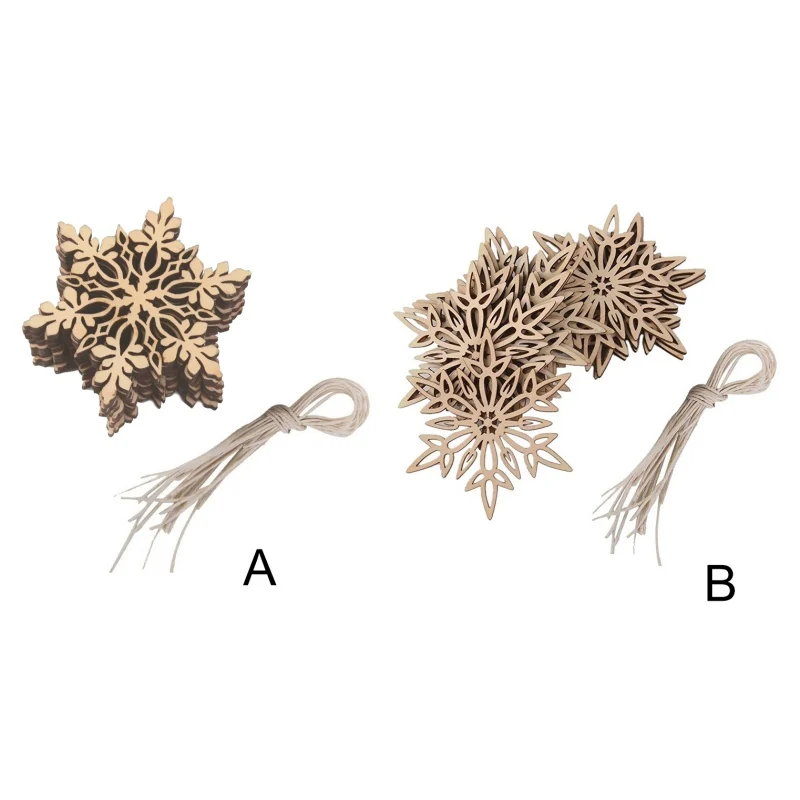 10 шт. Рождественский Декор деревянный вырез кулон в виде снежинки Набор рождественские украшения для дома DIY ремесла Ozdoby Swiateczne