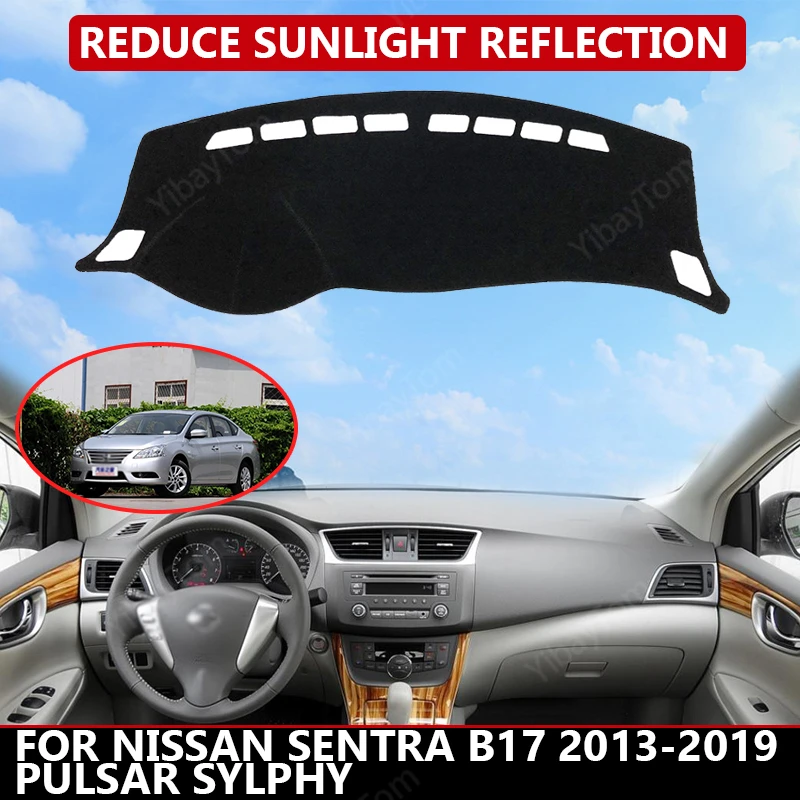 

Чехол для приборной панели автомобиля Nissan Sentra B17 2013-2019 Pulsar SylphyMat, защита от солнца, коврик для приборной панели, коврик для автомобиля