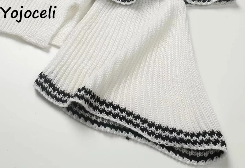 Yojoceli сексуальный вязаный свитер с оборками женский осенне-зимний вязаный Топ женский теплый крутой Повседневный свитер пуловер Джемпер