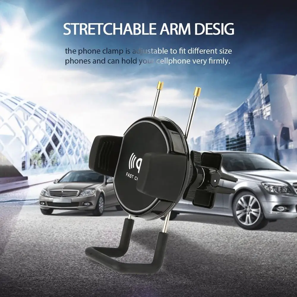 

Car Telescopic Wireless Charging Vent Clamp Universal Mobile Phone Fast Charge Bracket 360 Degree Rotation Holder Charger