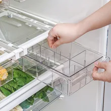 Transparent Refrigerator Organizer Bin Storage Box Compartment Refrigerator Drawer Fridge Storage Bin Containers Pantry Freezer