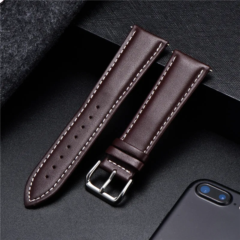 Calfskin Genuine Leather Watchband Soft Material Watch Band Quality Business Replace Wrist Strap 18mm 20mm 22mm 24mm | Наручные часы