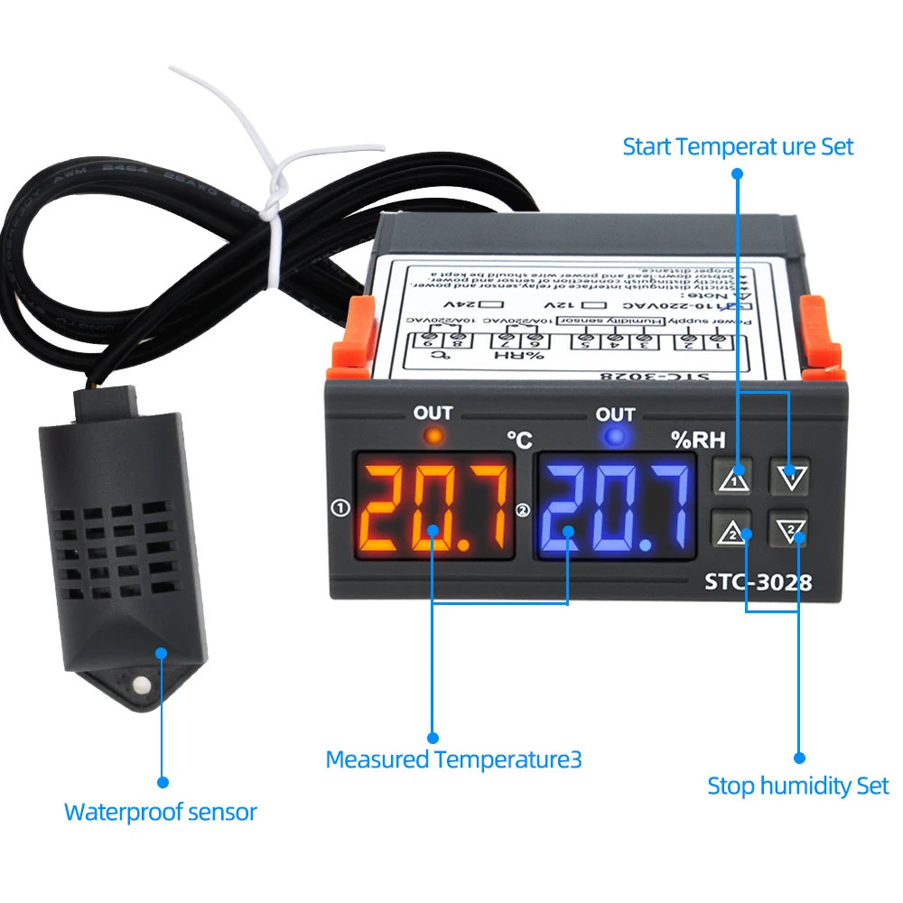 Lot De 4 Thermostats ETC-961 - Contrôleur Température Et Humidité 220V, Sonde -50 à 110°C, Pour Frigo Ou Serre