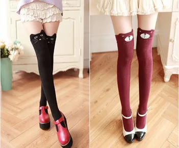 

Women Winter Cat Bear Panda Knitted Over Knee Long Boot Thigh-High Warm Socks LS
