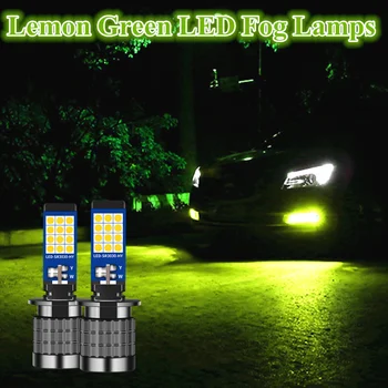 

2PCS 2020 Lemon Green Auto H3 LED 3030 Chips Car Fog Lights Car Driving Light Fog lamps DRL Daytime Running Car Auto Lamp