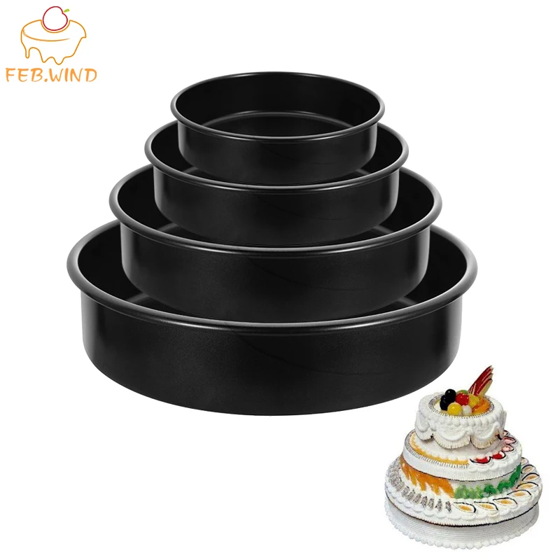 Cake Pan(4/7/9), 3 Tier Round Cake Pan, Carbon Steel Black Round Cake Pan,  Springform Cake Pan For Making Cakes/pizza/3pcs