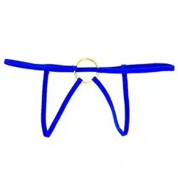 Мужское сексуальное эластичное открытое нижнее белье T-back G-string jockstrap Blue