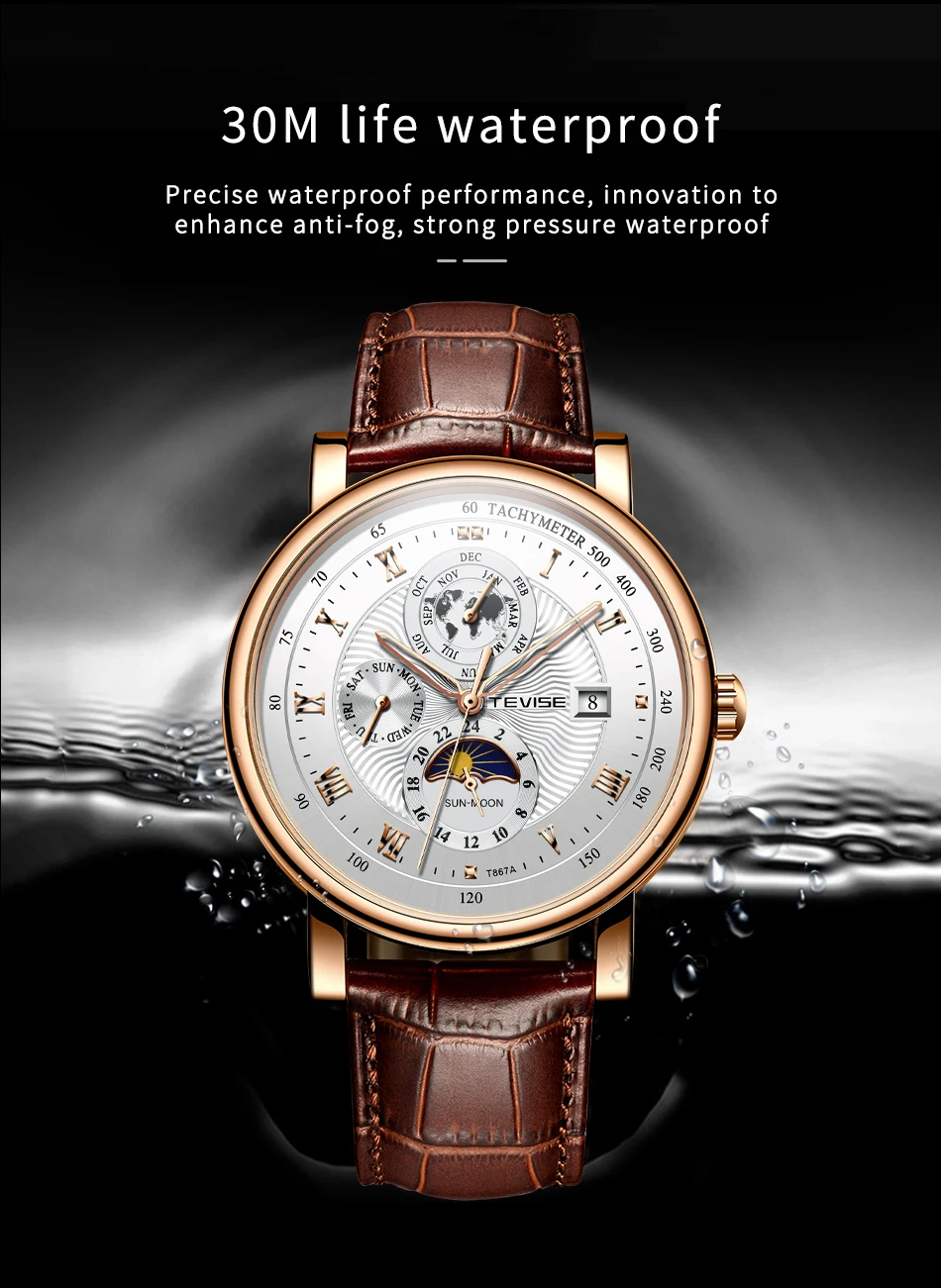 2021 New TEVISE WristWatch Men Business Automatic Mechanical Watch Fashion Luxury Tourbillon Sport Men Watches Relogio Masculino