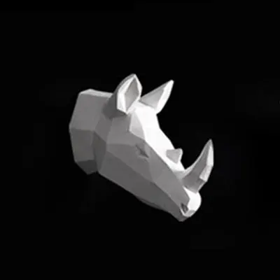 Животные настенный Декор 3D голова оленя Hirschkopf художественный салон Гостиная Офис детская комната белый и черный короткий фон - Цвет: White Rhino