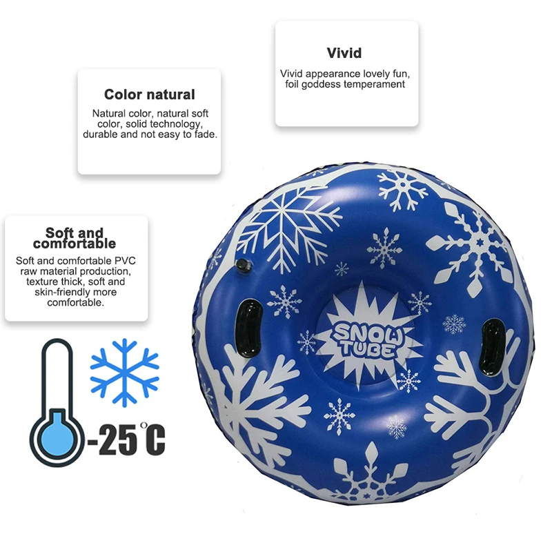 Floated Skiing Board  PVC Winter Inflatable Ski Circle With Handle Durable Children Adult Outdoor Snow Tube Skiing Accessories