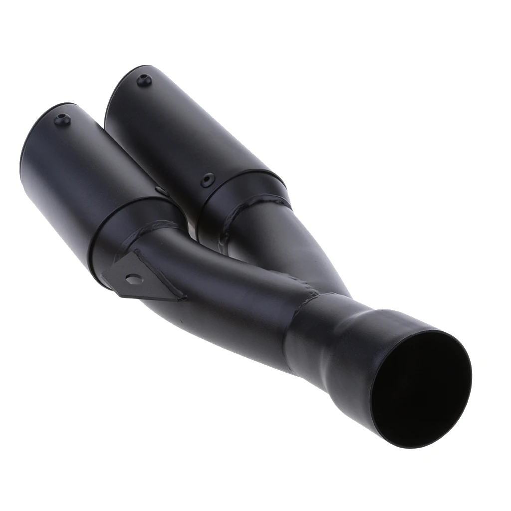36-51mm Black Double Dual Outlet Exhaust Muffler Pipe GP Motorcycle Silencer