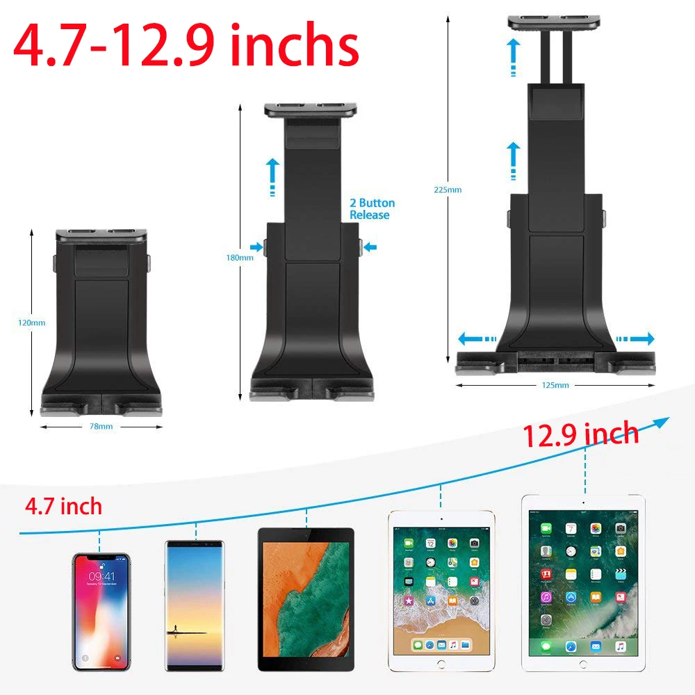 tablet holder and phone holder for Microphone stand ABC plastic mount for Apple Ipad for Iphone 4.5-10.5'' ereader car backseat 5