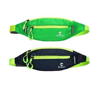 

2 Pcs Jogging Waist Bag Travel Pocket Key Wallet Pouch Waterproof Nylon Sports Running Pockets, Green & Navy