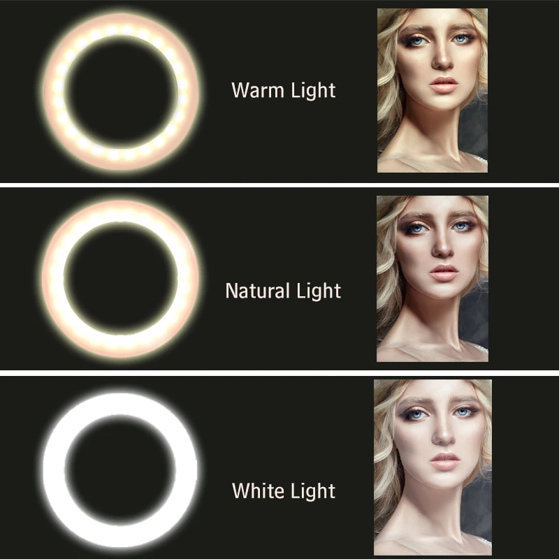  Photography LED Selfie Ring Light 16/26CM Dimmable Lighting Camera Phone Ring Lamp With USB For You - 4000045343850