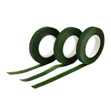 Ruban de masquage décoratif pour bricolage, 1 pièce, ruban de papeterie à tige florale verte, ruban extensible refermable, fournitures de fleurs en Nylon 12m x 12mm