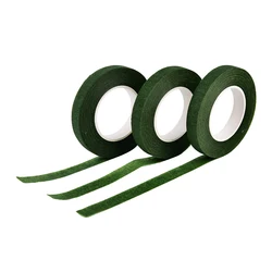 Ruban de masquage décoratif pour bricolage, 1 pièce, ruban de papeterie à tige florale verte, ruban extensible refermable, fournitures de fleurs en Nylon 12m x 12mm 