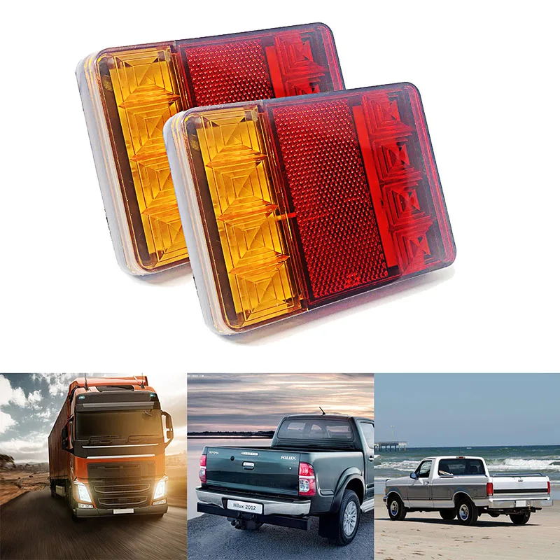 

2Pcs Car Rear Tail Light 8 LED Warning Lights Reverse Indicator Waterproof Tail Rear Lamps for Boat Caravan Truck UTE Trailer