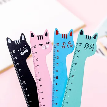 

Cute Cartoon Animal Shape Cat Wood 15cm Straight Rulers for School Study Office Supplies Stationery Wooden Ruler