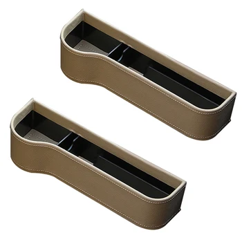 

1 Pair Stowing Tidying Universal Keys Storage Box Accessories Coin Car Seat Crevice PU Leather Solid Interior Cup Holder Durable