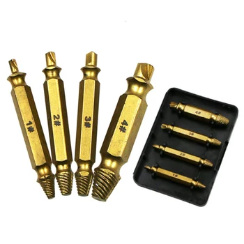 

4pc Screw Extractor Out Remover #1 #2 #3 #4 With CaseDouble Side Drill Out Damaged Handymen Broken Bolt Stud Removal Tool Kit