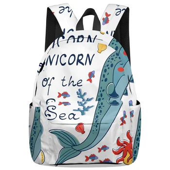 

Cartoon Unicorn Of The Sea Backpack College Students Laptop Backpack Book Bag Casual School Bag